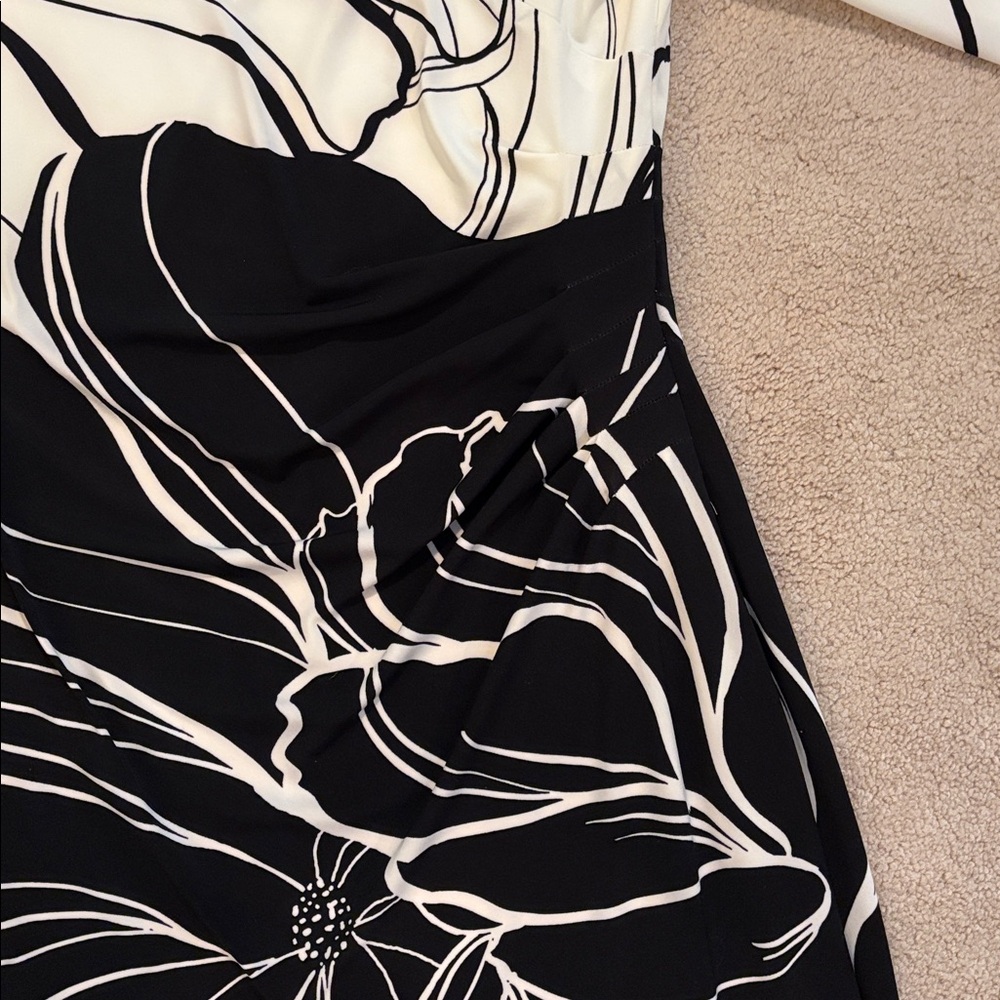 Ralph Lauren Black & winter White Long Sleeve Midi Dress -size 18. Flattering. - Picture 8 of 9